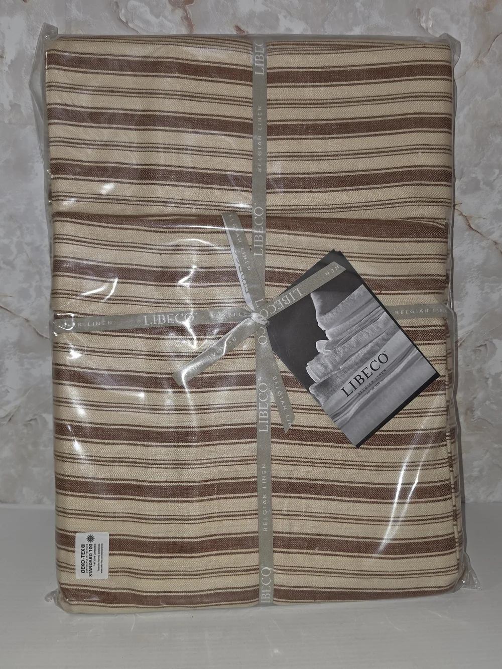 Libeco Belgian Linen Antibes Old Red Striped King Duvet Set